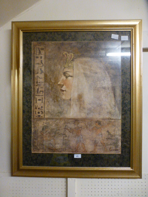 A framed and glazed Egyptian style print