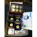 A selection of rugby medals and coinage to include The Grand Slam 2003 etc.