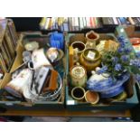 Two trays of assorted items to include ceramics and glassware