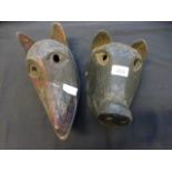 Two African wooden animal masks