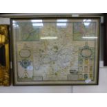 A framed and glazed map of Warwickshire after Speede CONDITION REPORT: This is a