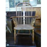 A 19th century ash and alder Windsor chair