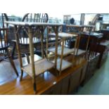 Two bamboo occasional tables along with a bamboo and wicker stand