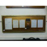 A framed and glazed collection of boat club rowing memorabilia celebrating the 2002 golden jubilee
