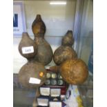 Four African wooden gourds