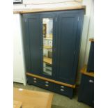 Hampshire Blue Painted Oak 3 Door 2 Drawer Wardrobe (41.