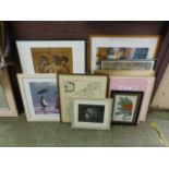A large selection of framed and glazed prints to include Vettriano, Burn-Jones, Constable etc.