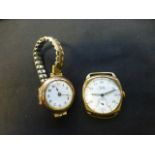 A gents 9ct gold and yellow metal Rone wristwatch together with a ladies 9ct gold cased watch