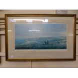 A framed and glazed limited edition ( 2/500) print of hunting scene,