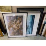 Three framed and glazed prints to include military ships and 'The bridge at Arnhem'