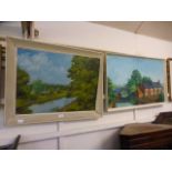 Two oil on boards of canal scenes