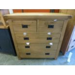 An oak chest of two short over three long drawers (18.14/12) CONDITION REPORT: H.