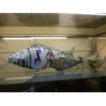 Three Murano glass fish CONDITION REPORT: No apparent condition issues