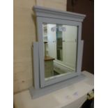 A blue painted dressing table top mirror (70.