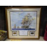 A framed and glazed print HMS Victory,