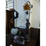 Two Art Deco style table lamps along with one other