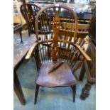 A 20th century ash Windsor chair with pierced splat on turned legs A/F