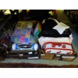 Two trays of children's items and clothing etc.