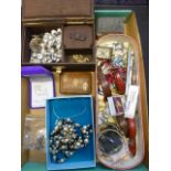 A quantity of costume jewellery and watches