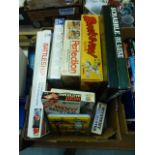A tray of children's boxed games to include scrabble