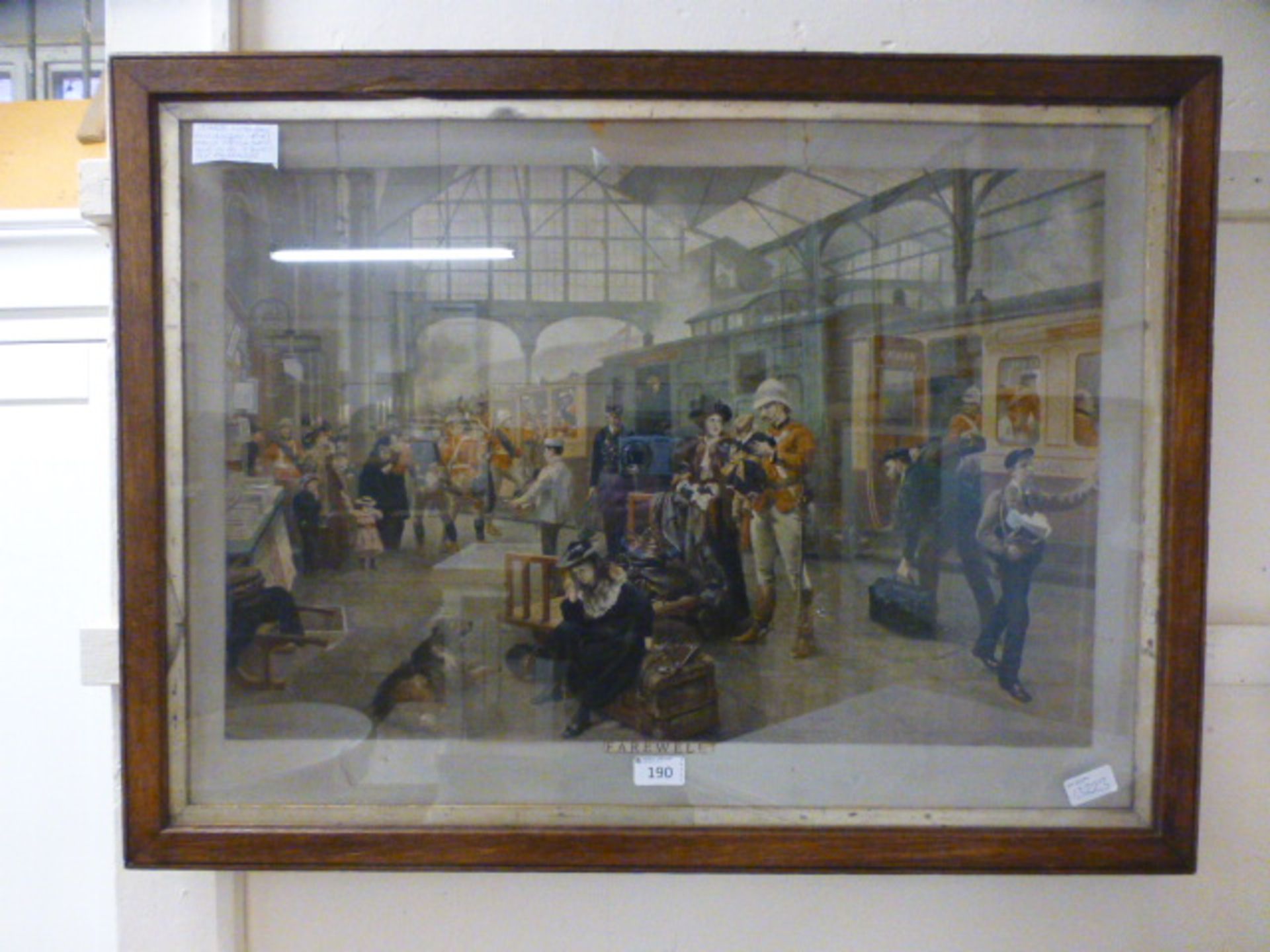 An oak framed and glazed Victorian print 'Farewell'