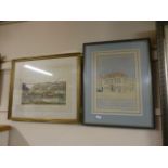 Two framed and glazed prints, one of paddle ship,