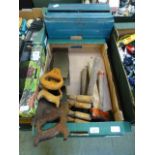 A tray of hand tools to include hammers, choppers,