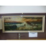 A framed unsigned oil on canvas of seascape