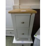 An oak topped grey based two drawer bedside chest A/F (14.