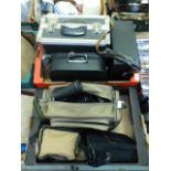 Two trays of assorted camera equipment and binoculars CONDITION REPORT: Includes