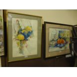 Two framed and glazed watercolours of still life signed Susie Hancox