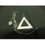 A silver Masonic jewel together with a silver and white metal albertina chain