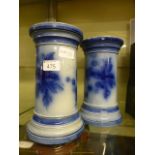 A pair of blue and white ceramic vases