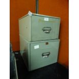 Two industrial metal filing drawers