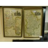 Two framed and glazed maps of Oxfordshire and Bedfordshire