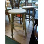 A near pair of 19th century elm stools A/F