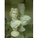 A plaster bust of gentleman together with one other moulded bust of Apollo