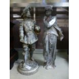 Two spelter figures of a lady and a gentleman