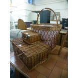 Three assorted wicker baskets