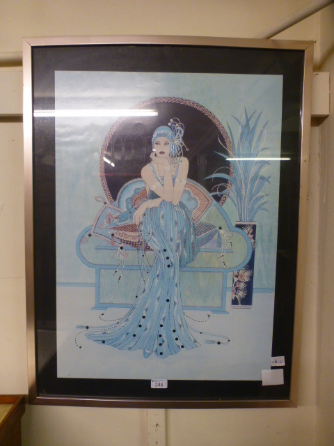 A modern framed and glazed Art Deco style print of young lady