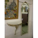 A cream and parcel gilt pier table with mirror