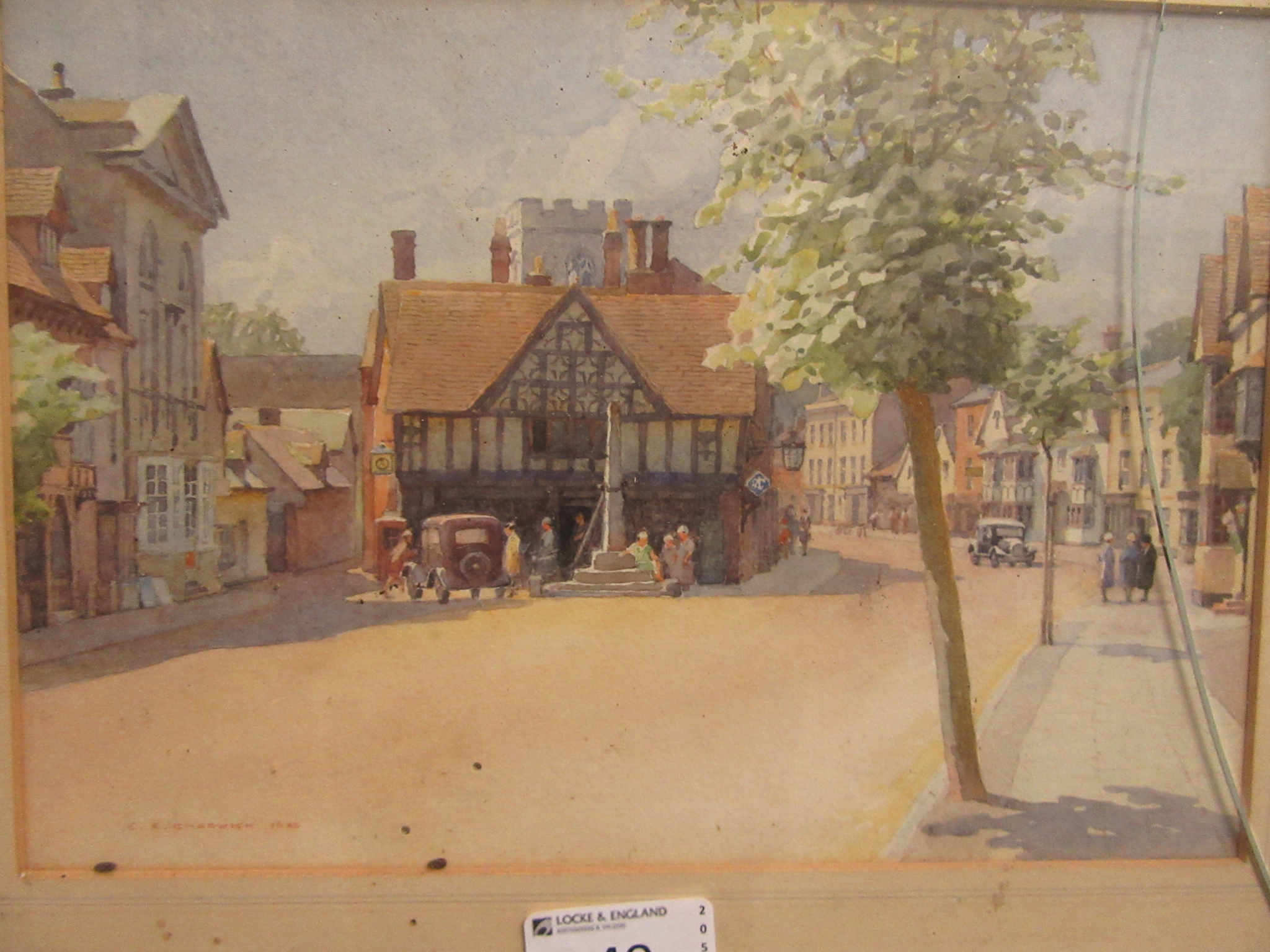 A framed and glazed watercolour of Henley In Arden signed G.A. - Bild 4 aus 4