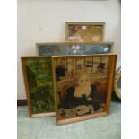 Four framed prints to include Klimt, Dutch market scene,