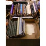 Two trays of assorted hardback reference books to include Royal Gardens,