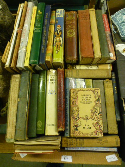 A tray of hardback books by various authors to include Winnie the Pooh, English Costumes etc.