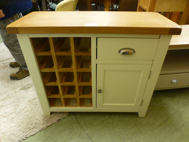 Hampshire Ivory Painted Oak Small Sideboard Wine Rack (33.