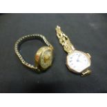 Two 9ct gold cased ladies wristwatches,