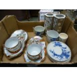 A small collection of oriental style ceramic cups, plates, vases etc.