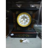 A Victorian black slate gilt faced mantle clock CONDITION REPORT: Not working.