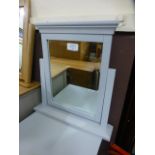 A blue painted dressing table top mirror (70.